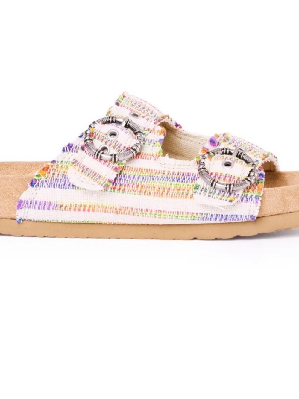 Minnetonka Multicolor Striped Double-Buckle Slide Sandals